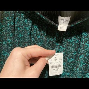 J Crew Factory Green & Black Tiered Print Skirt NWT